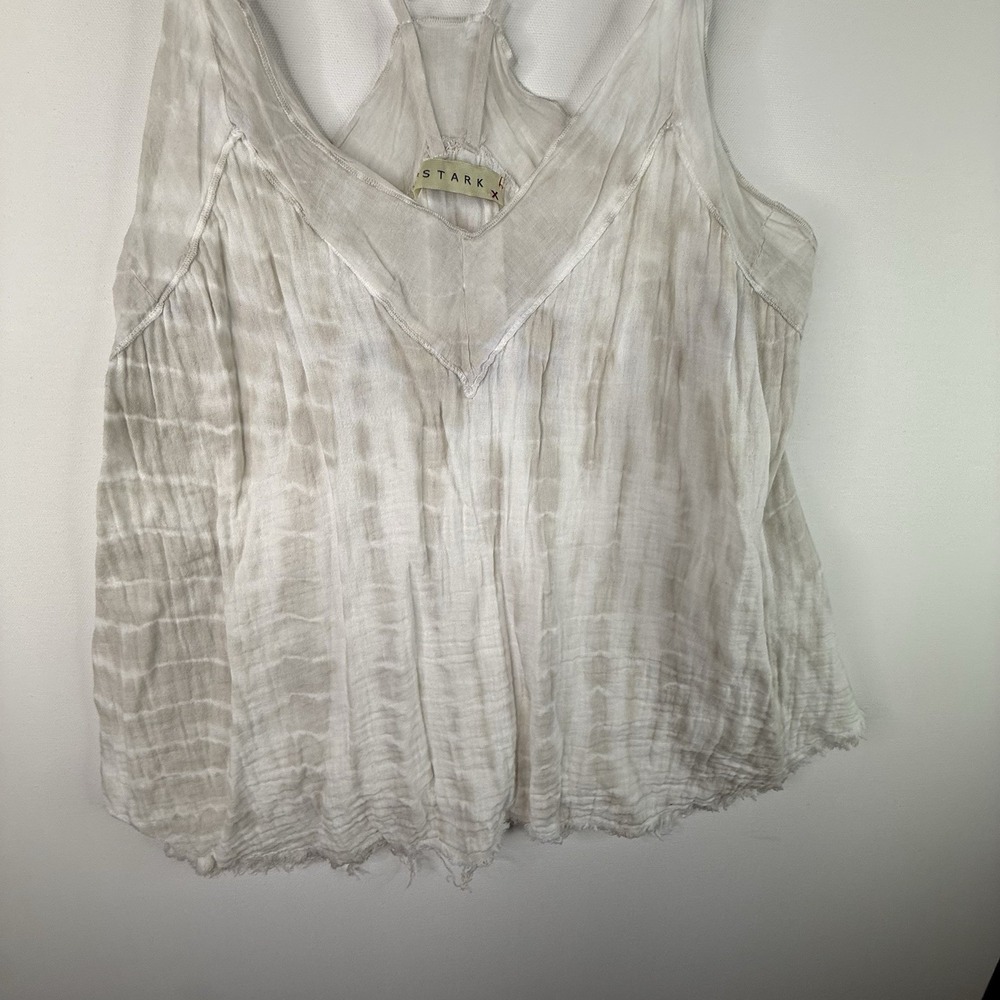 Stark Women's Tie Dye Tan And White Cotton Top Tank Crop Small - Picture 8 of 8